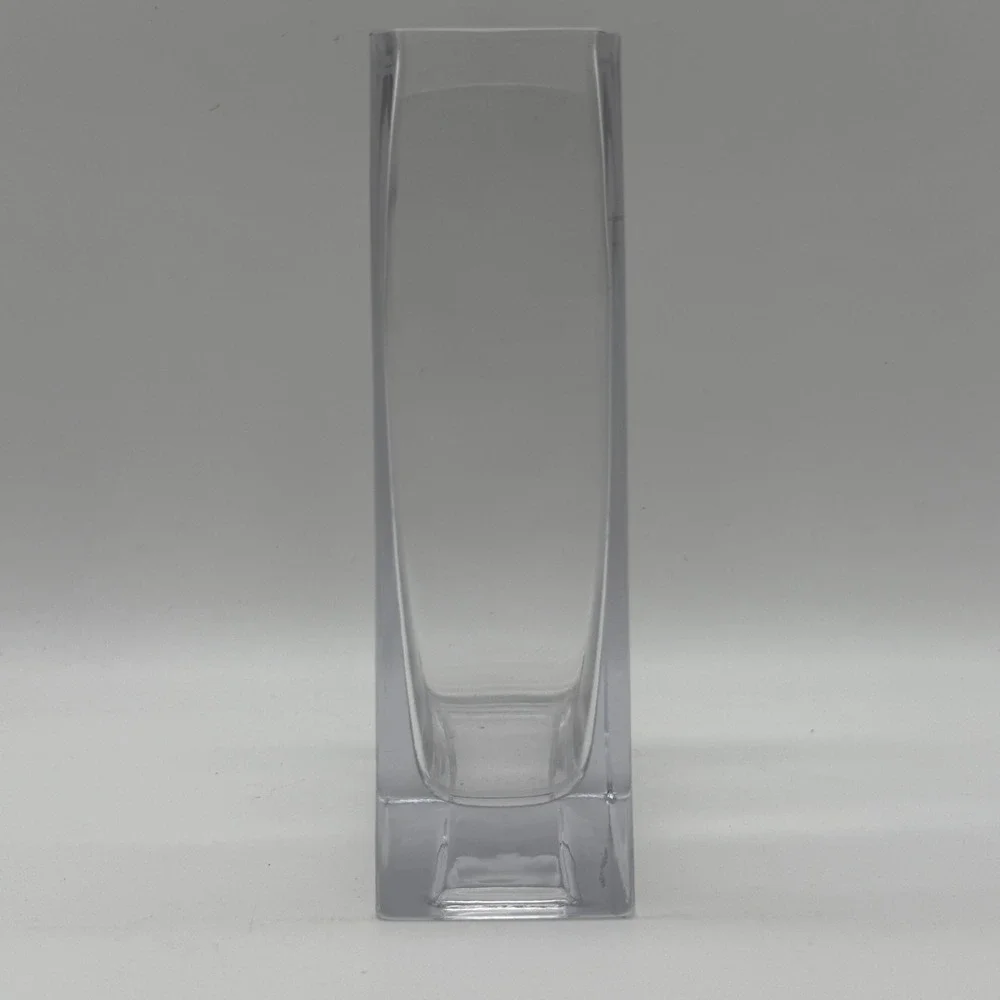 Badash Crystal Vase 7in Clear Rectangular Heavy Base Modern Home Decor
